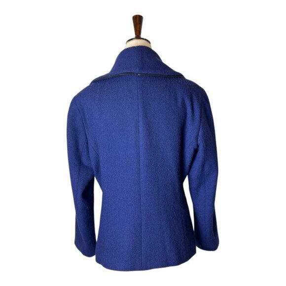 Lafayette 148 Jacket Women 6 Royal Blue Zipper Front Wool Blend Coat Luxury‎ - Picture 2 of 11
